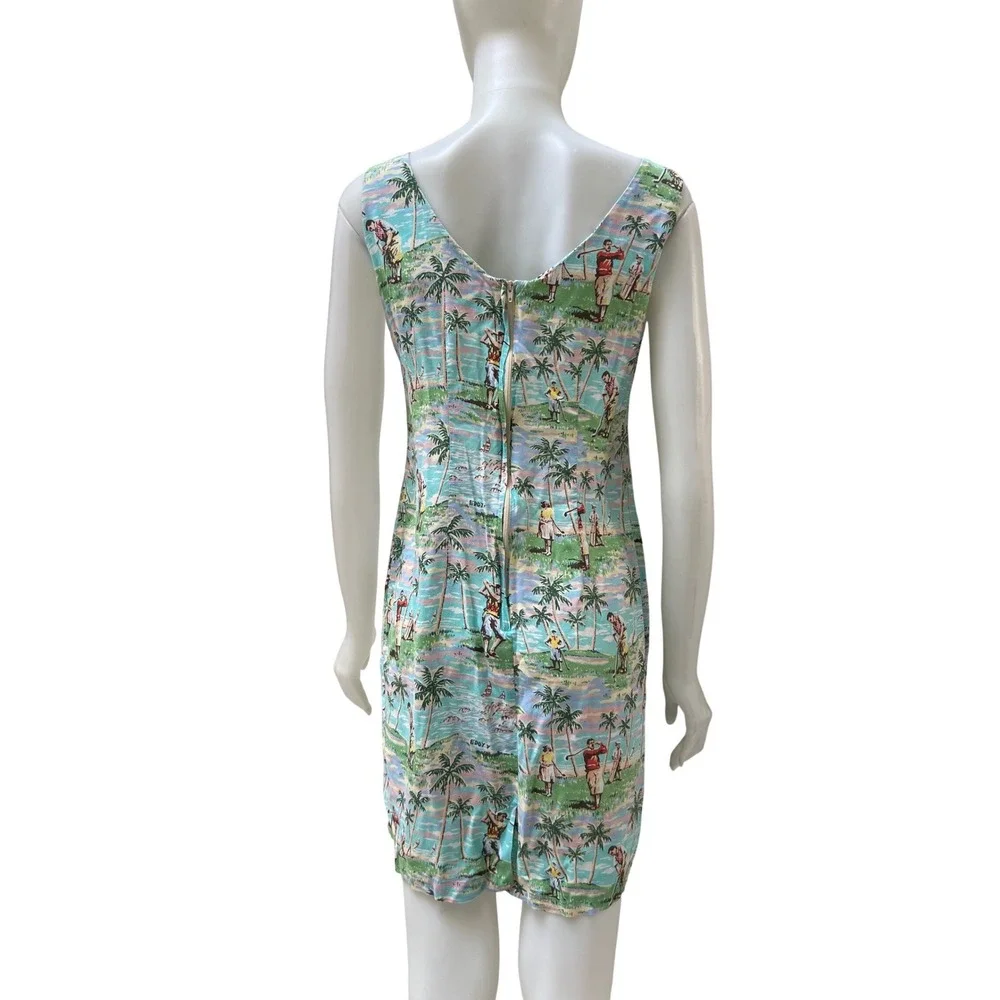 Vtg Reyn Spooner Dress Art of Eddy Y Golf Novelty Woodie Label Collectible Small